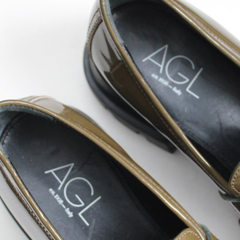 AGL Green Patent Leather Monique Bit Chunky Platform Loafers Size 41 EU / 11 US - Picture 6 of 10